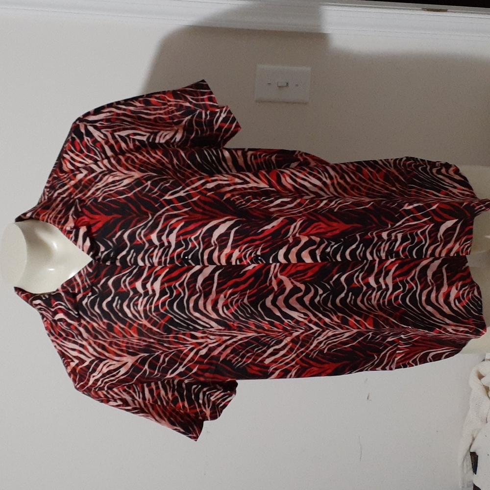 ICON SWIM Mens Cruise Beach  Lightweight Zebra Print Short Sleeve Shirt Size 3XL